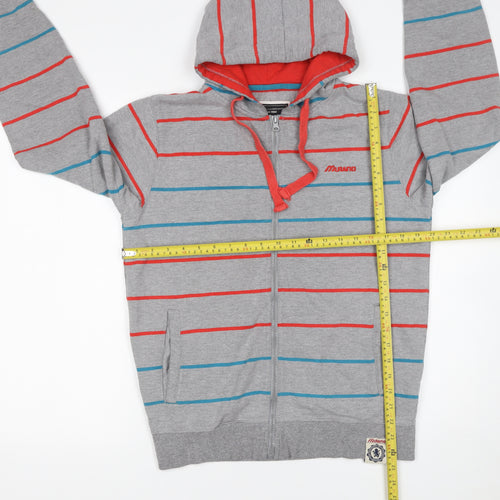 Murano Men's Grey Striped Full Zip Hoodie Small