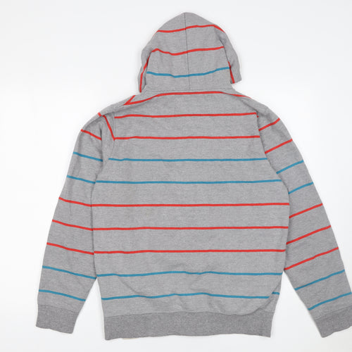 Murano Men's Grey Striped Full Zip Hoodie Small