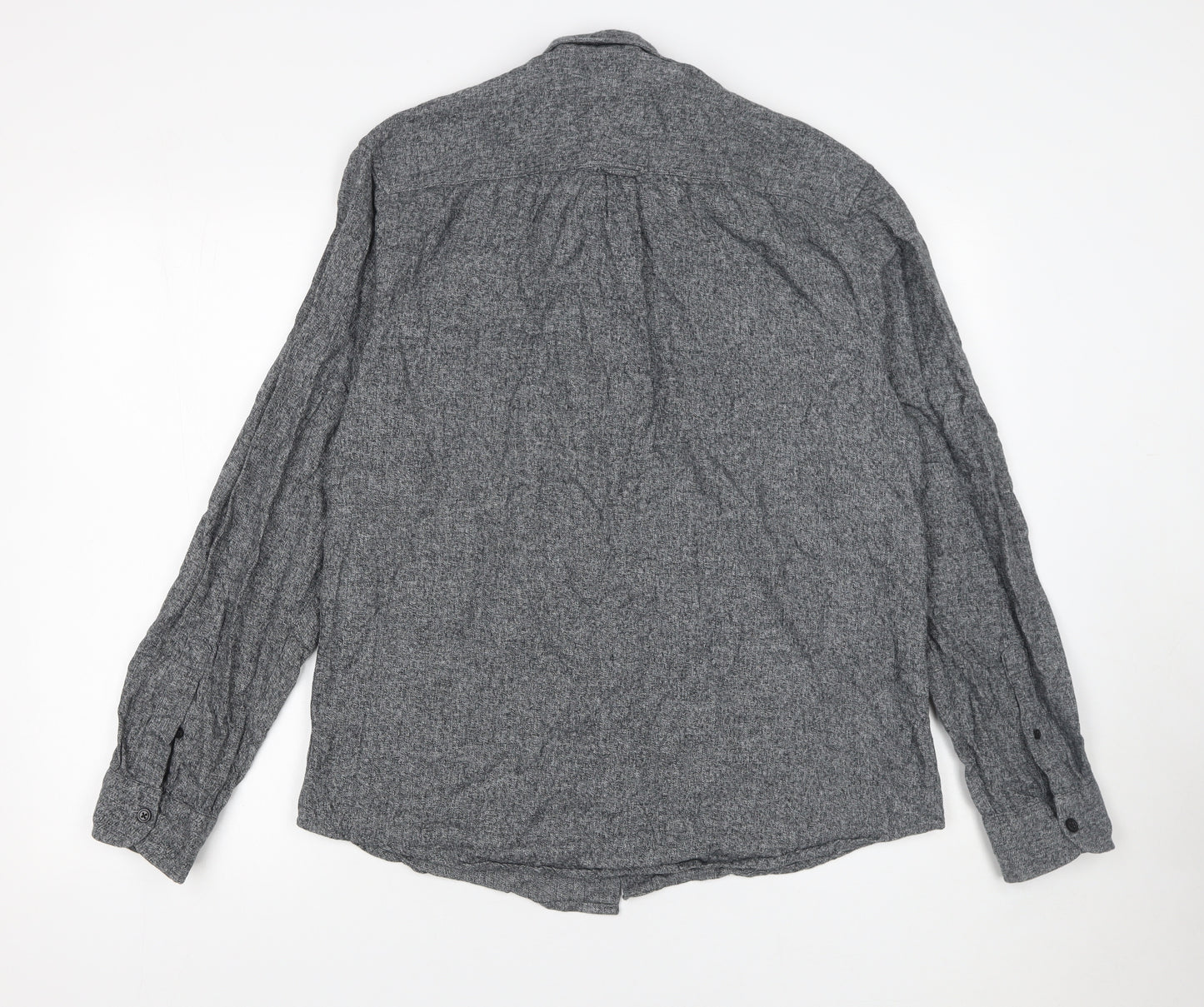 Primark Men's Grey Regular Fit Cotton Long Sleeve Button-Up Shirt Size L