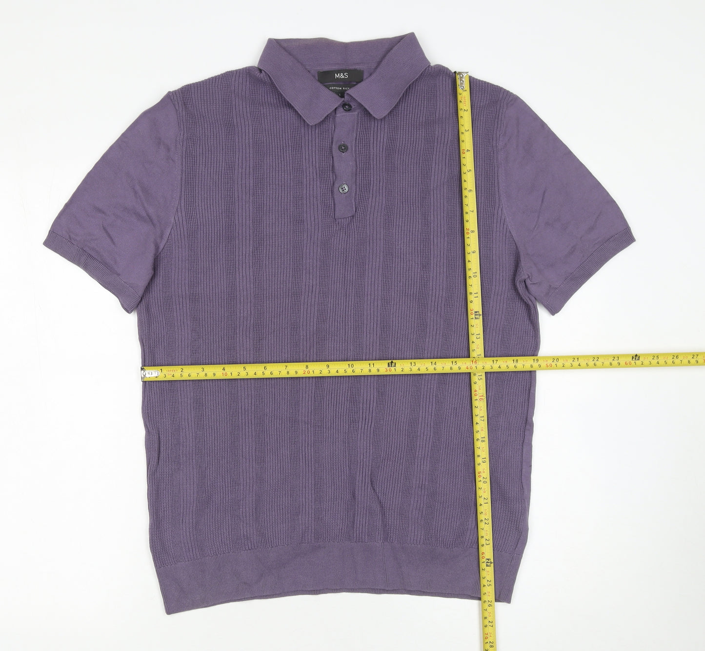 Marks and Spencer Men’s Purple Cotton Blend Polo Shirt Size L