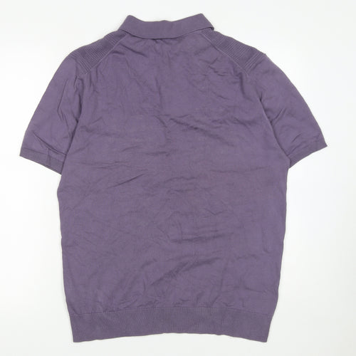 Marks and Spencer Men’s Purple Cotton Blend Polo Shirt Size L