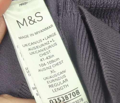Marks and Spencer Men’s Purple Cotton Blend Polo Shirt Size L