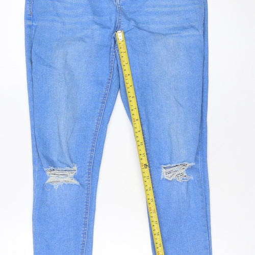 Dorothy Perkins Women Blue Distressed Skinny Jeans Size 12