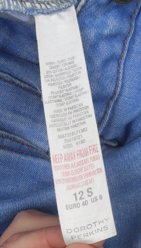 Dorothy Perkins Women Blue Distressed Skinny Jeans Size 12