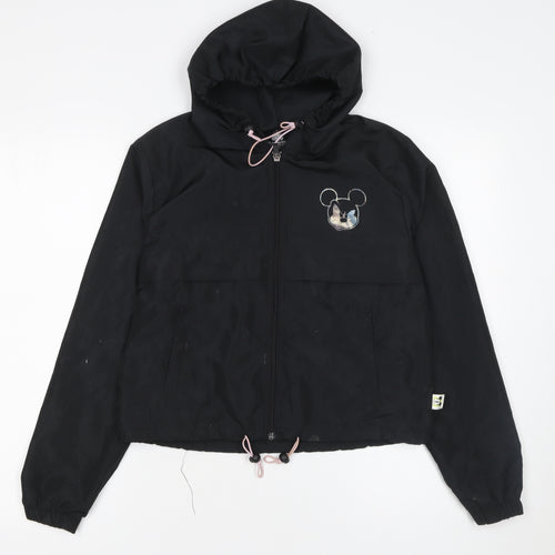 Disney Women’s Black XS Mickey Mouse Hooded Windbreaker Jacket