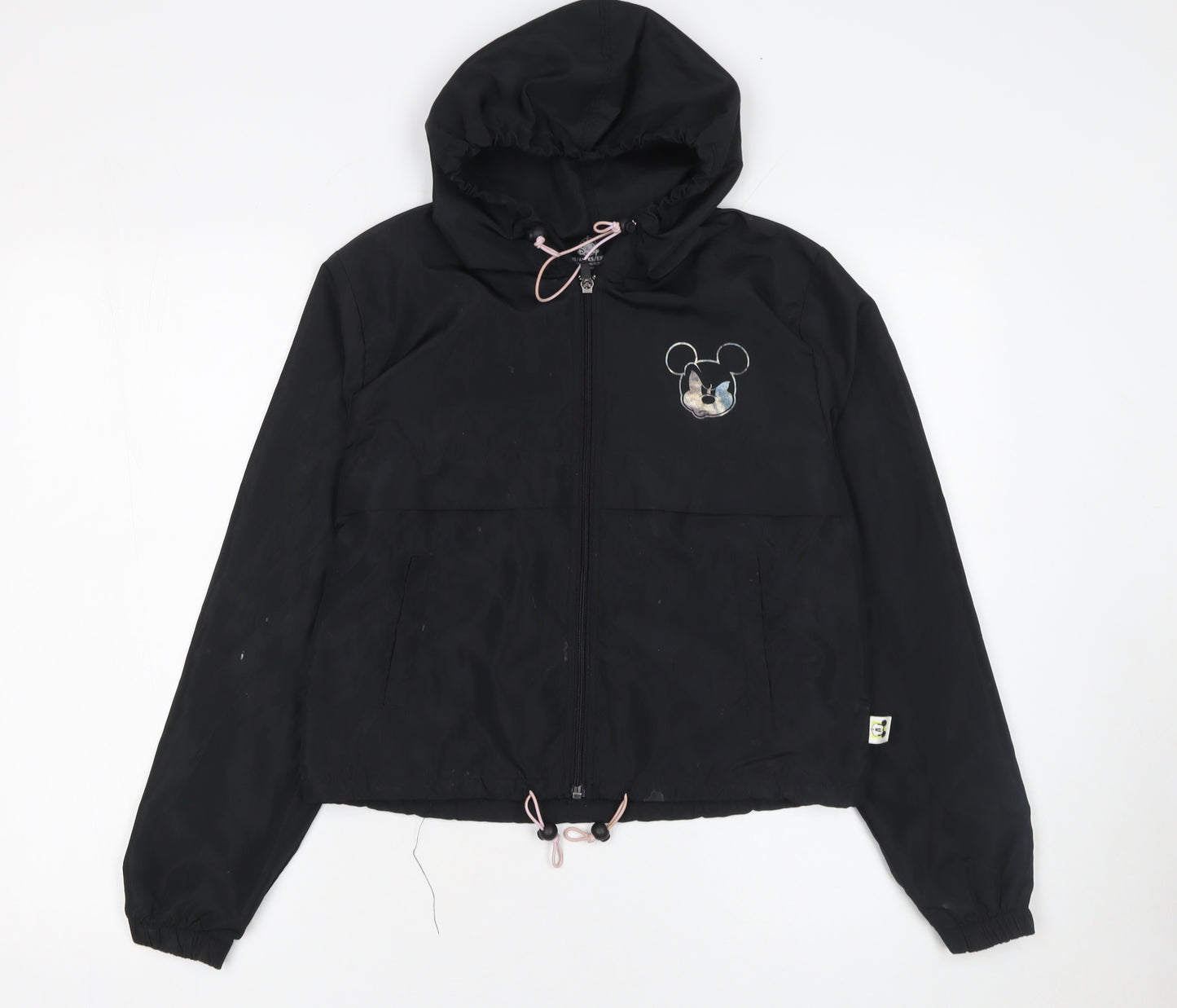 Disney Women’s Black XS Mickey Mouse Hooded Windbreaker Jacket