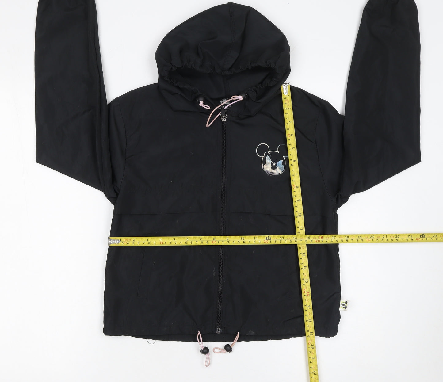 Disney Women’s Black XS Mickey Mouse Hooded Windbreaker Jacket