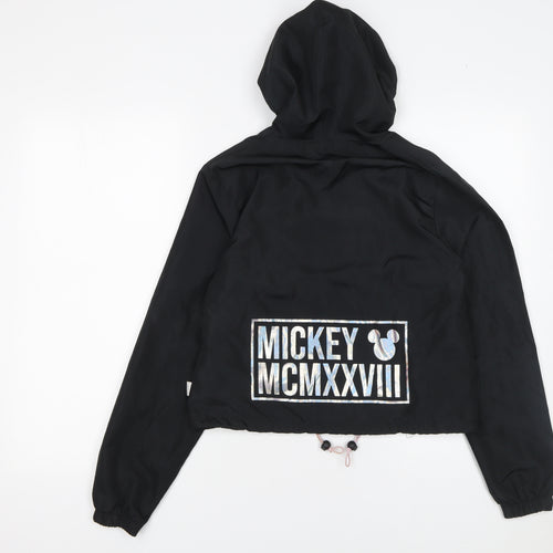 Disney Women’s Black XS Mickey Mouse Hooded Windbreaker Jacket