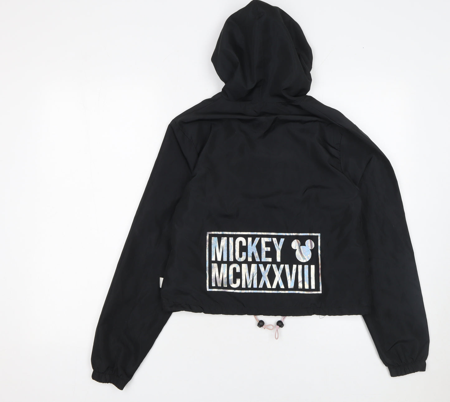 Disney Women’s Black XS Mickey Mouse Hooded Windbreaker Jacket