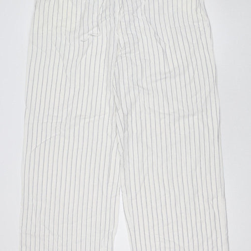 Dunnes Stores Men's White Striped Lounge Pants Size L Viscose Linen Blend