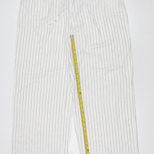Dunnes Stores Men's White Striped Lounge Pants Size L Viscose Linen Blend