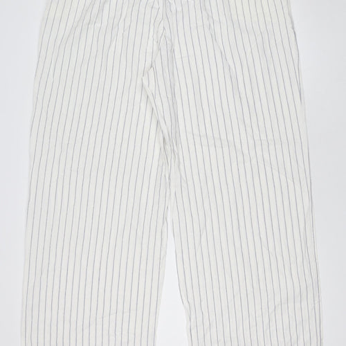 Dunnes Stores Men's White Striped Lounge Pants Size L Viscose Linen Blend