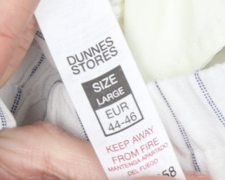 Dunnes Stores Men's White Striped Lounge Pants Size L Viscose Linen Blend
