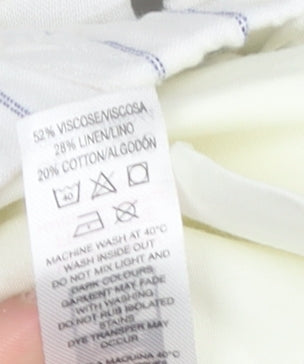 Dunnes Stores Men's White Striped Lounge Pants Size L Viscose Linen Blend
