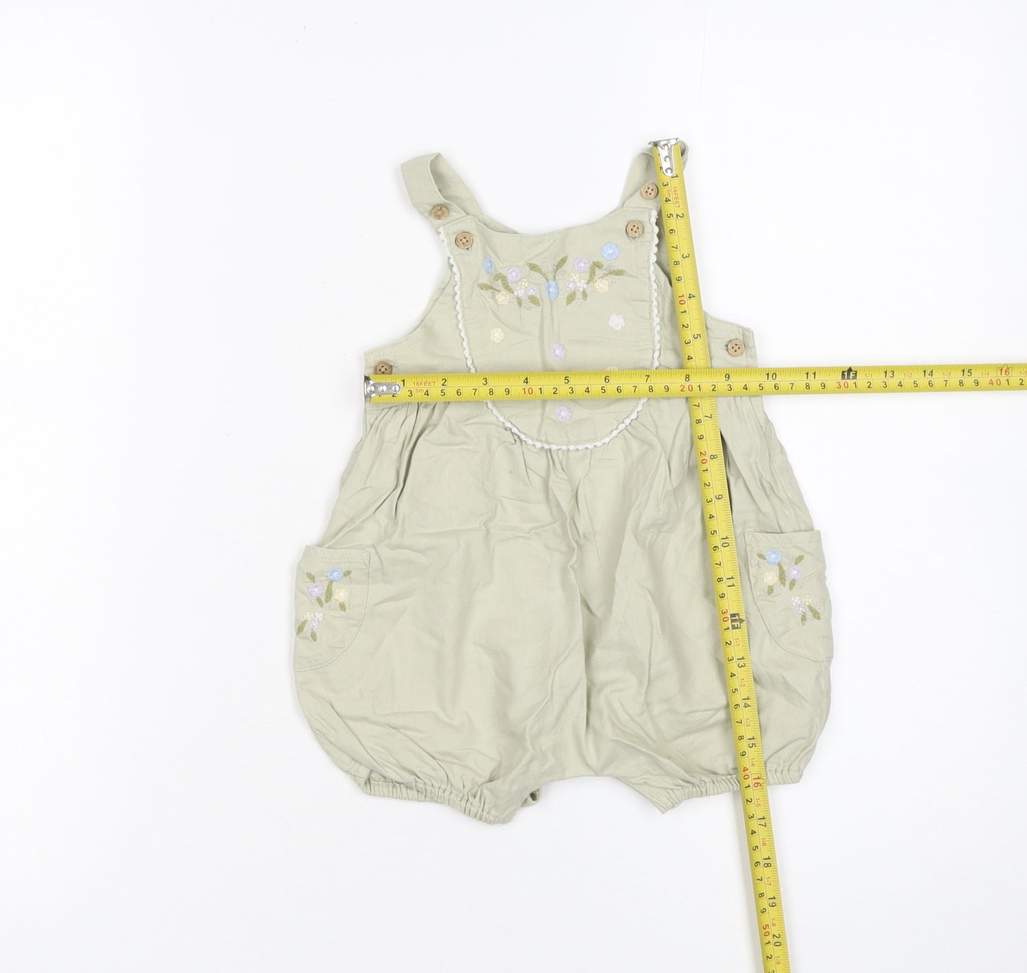 Next Unisex Baby Beige Floral Embroidered Cotton Romper 3-6 Months