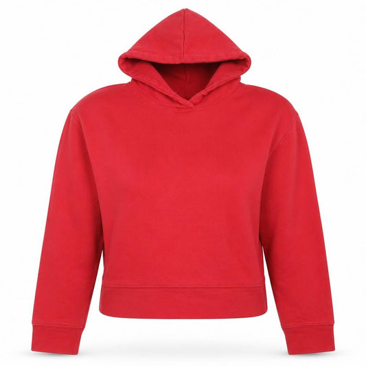 Front view of Zara Women Red Pullover Hoodie Basic Cotton Blend, size M