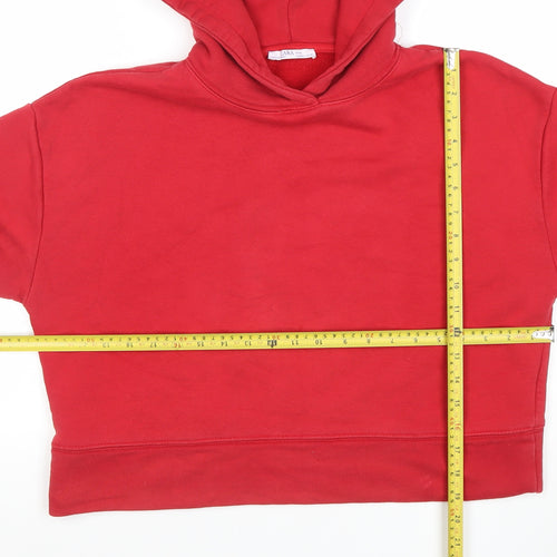 Zara Women Red Pullover Hoodie Basic Cotton Blend Size M