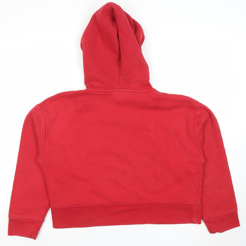 Zara Women Red Pullover Hoodie Basic Cotton Blend Size M