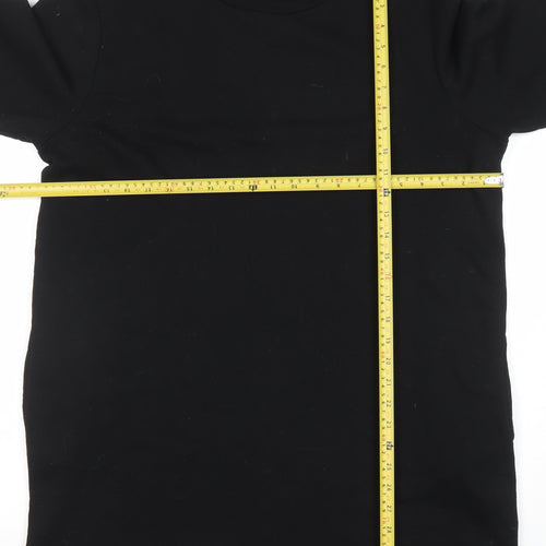 Zara Women Black Tunic Sweatshirt Dress Size Large Cotton Blend