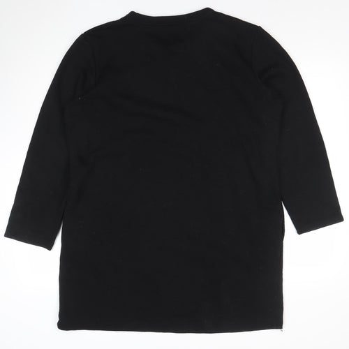 Zara Women Black Tunic Sweatshirt Dress Size Large Cotton Blend