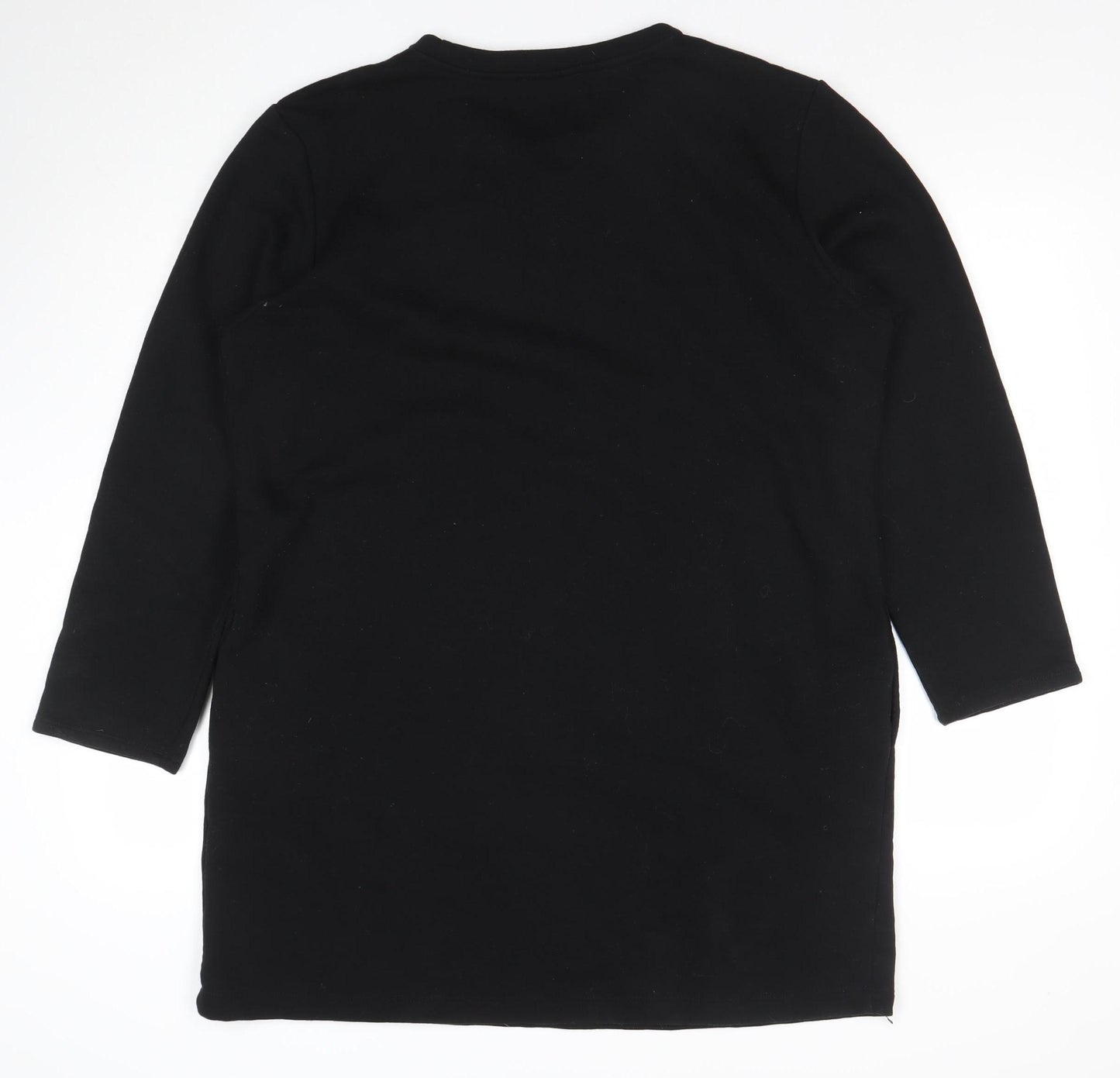 Zara Women Black Tunic Sweatshirt Dress Size Large Cotton Blend