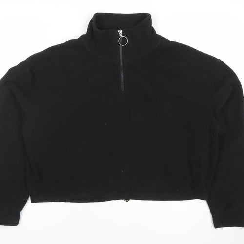 Brave Soul London Women's Black 1/4 Zip Fleece Pullover Sweatshirt M