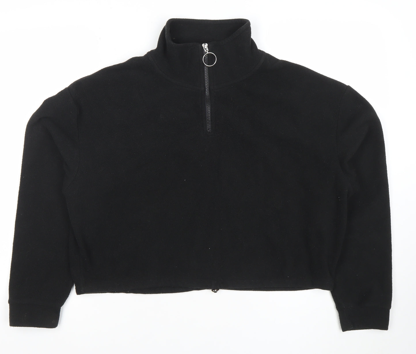 Brave Soul London Women's Black 1/4 Zip Fleece Pullover Sweatshirt M