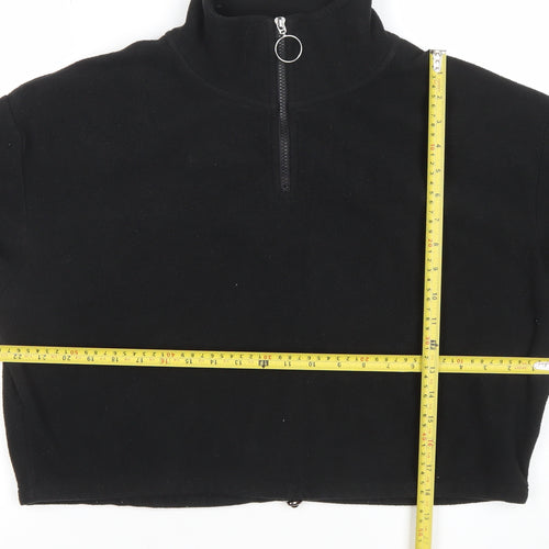Brave Soul London Women's Black 1/4 Zip Fleece Pullover Sweatshirt M