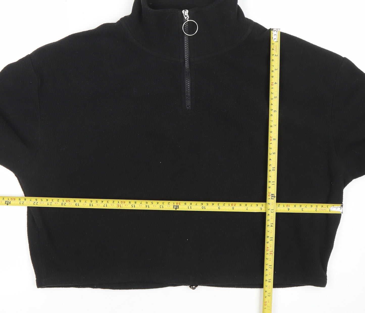 Brave Soul London Women's Black 1/4 Zip Fleece Pullover Sweatshirt M