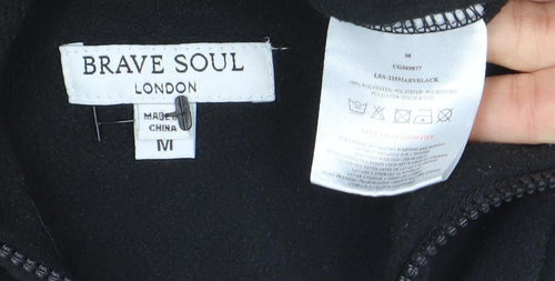 Brave Soul London Women's Black 1/4 Zip Fleece Pullover Sweatshirt M
