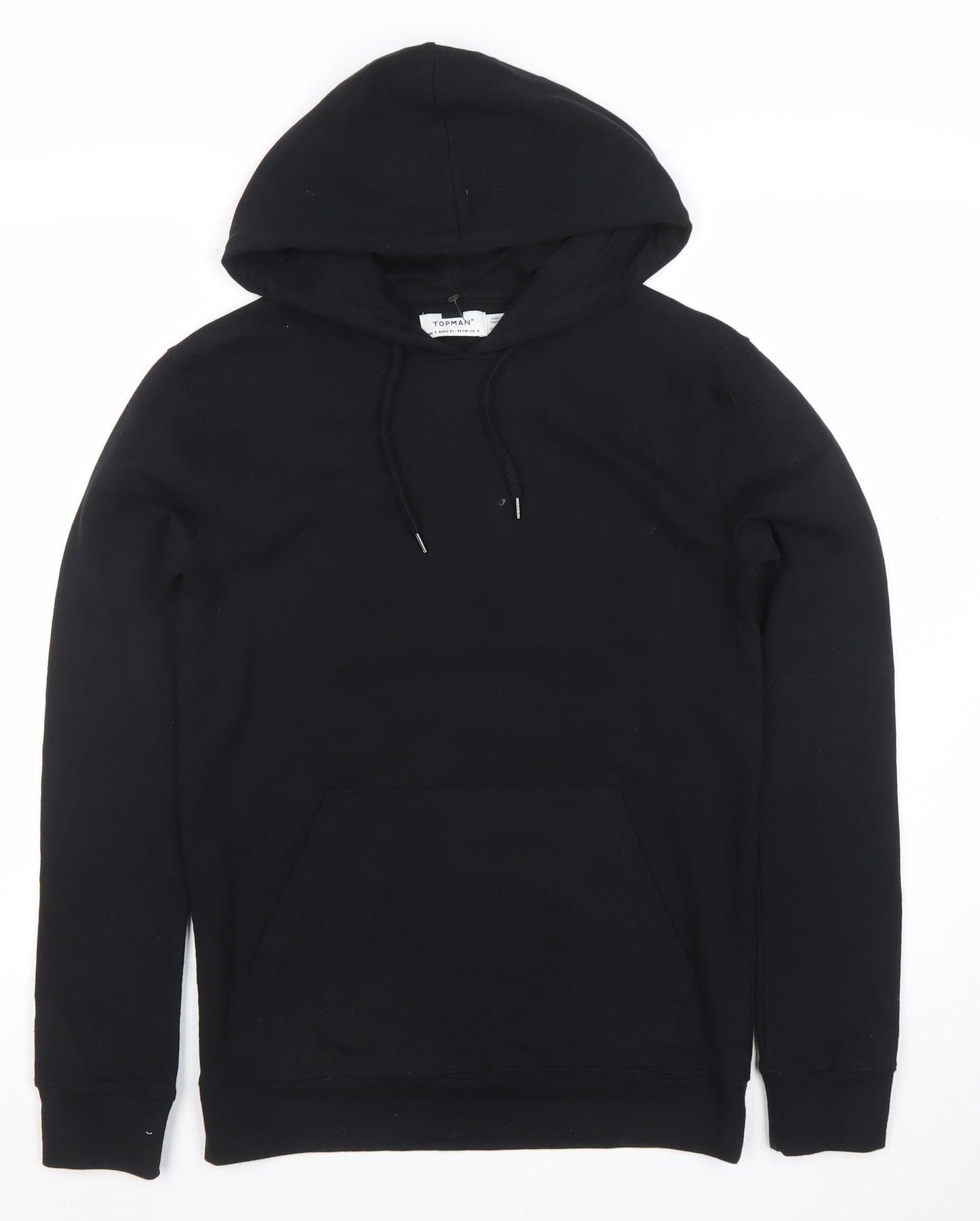 Topman Mens Black Regular Fit Pullover Hoodie Size S