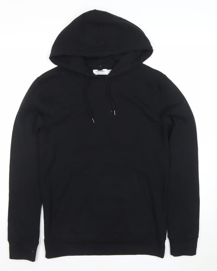 Topman Mens Black Regular Fit Pullover Hoodie Size S