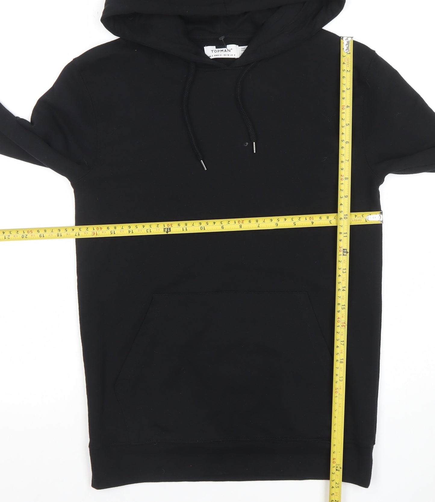 Topman Mens Black Regular Fit Pullover Hoodie Size S