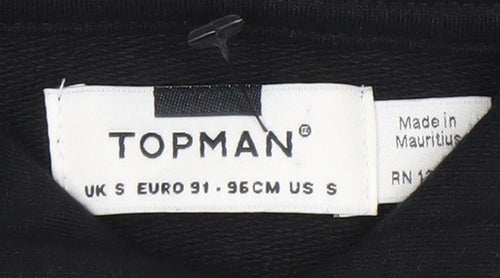 Topman Mens Black Regular Fit Pullover Hoodie Size S