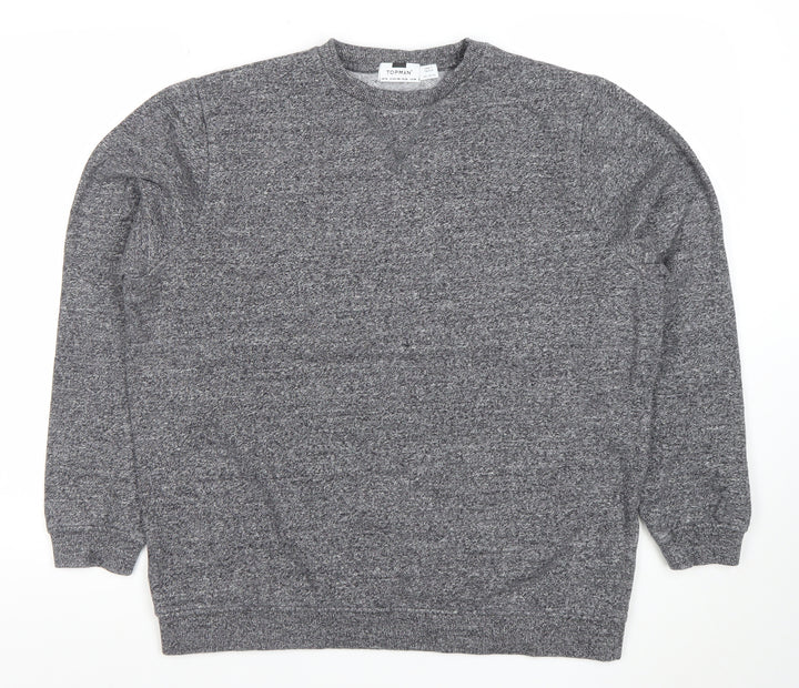 Topman Men's Grey Knit Crew Neck Sweatshirt Size M