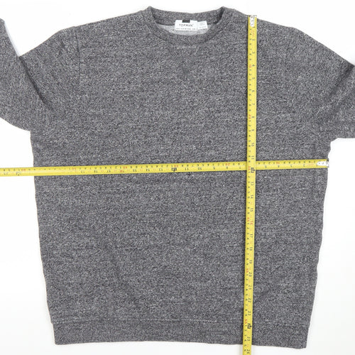 Topman Men's Grey Knit Crew Neck Sweatshirt Size M