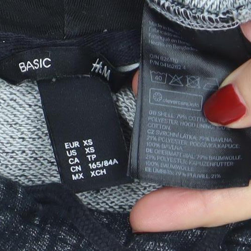 H&M Women’s Black XS Pullover Hoodie Basic Long Sleeve Casual
