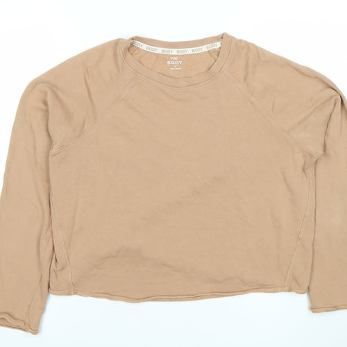 Marks and Spencer Womens Beige Pullover Sweatshirt Size 12 Soft Cotton Long Sleeve