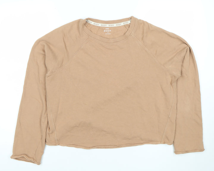 Marks and Spencer Womens Beige Pullover Sweatshirt Size 12 Soft Cotton Long Sleeve