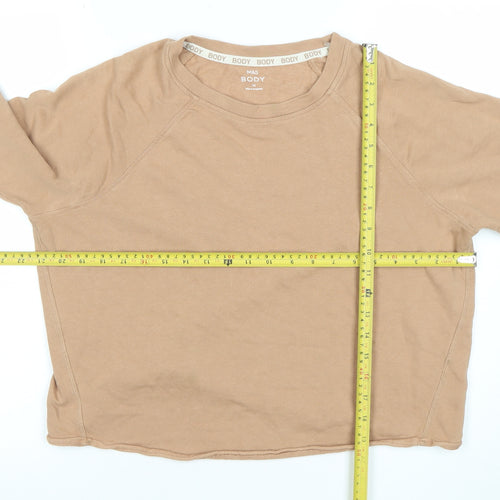 Marks and Spencer Womens Beige Pullover Sweatshirt Size 12 Soft Cotton Long Sleeve