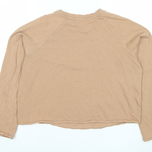 Marks and Spencer Womens Beige Pullover Sweatshirt Size 12 Soft Cotton Long Sleeve