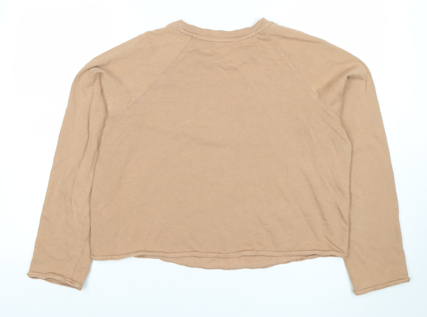 Marks and Spencer Womens Beige Pullover Sweatshirt Size 12 Soft Cotton Long Sleeve