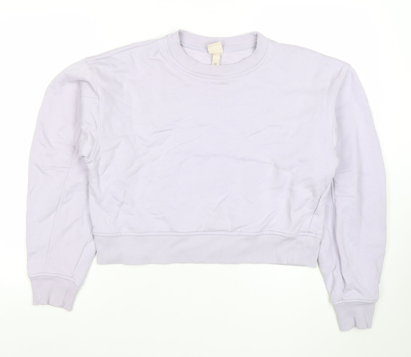 H&M Women Light Purple Cotton Crew Neck Pullover Sweatshirt M