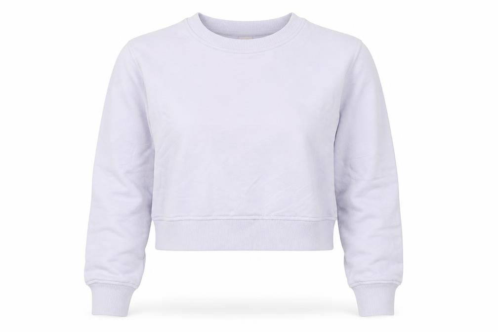 Front view of H&M Women Light Purple Cotton Crew Neck Pullover Sweatshirt M