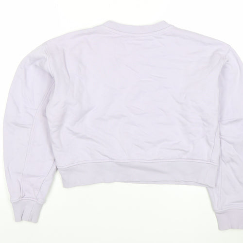 H&M Women Light Purple Cotton Crew Neck Pullover Sweatshirt M