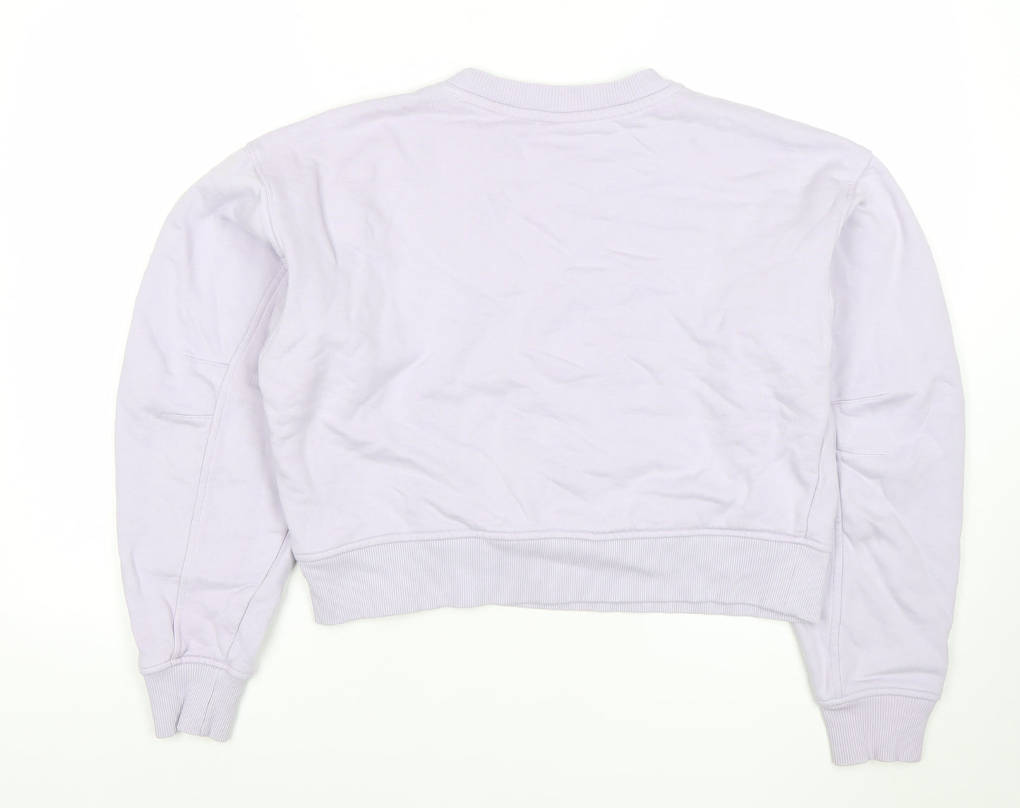 H&M Women Light Purple Cotton Crew Neck Pullover Sweatshirt M