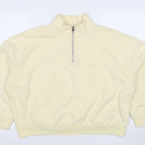Marks and Spencer Women Beige 1/4 Zip Pullover Sweatshirt Size L