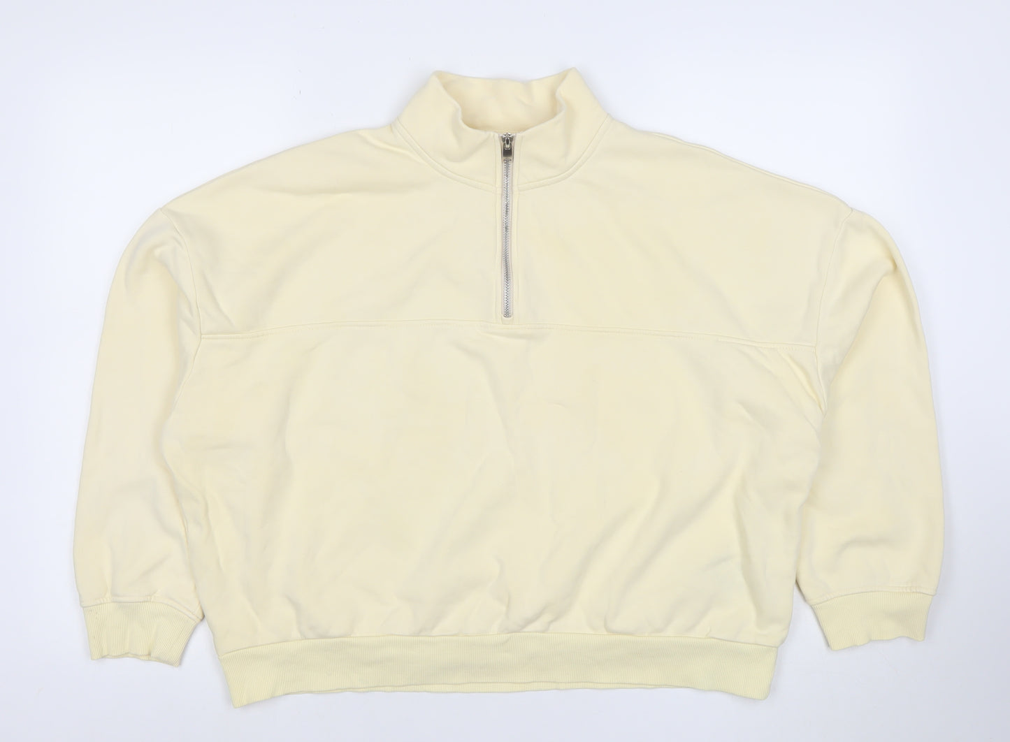 Marks and Spencer Women Beige 1/4 Zip Pullover Sweatshirt Size L