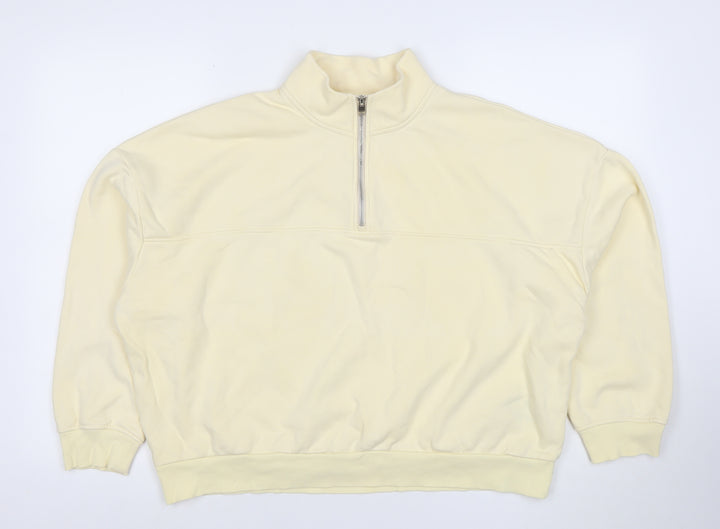 Marks and Spencer Women Beige 1/4 Zip Pullover Sweatshirt Size L