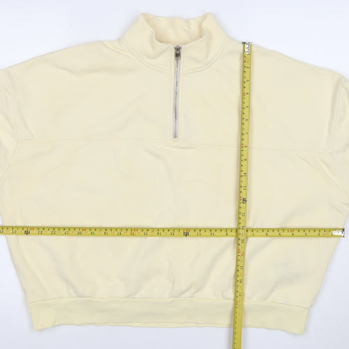Marks and Spencer Women Beige 1/4 Zip Pullover Sweatshirt Size L